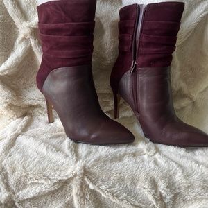 Guess Oxford Red Leather and Suede Boots